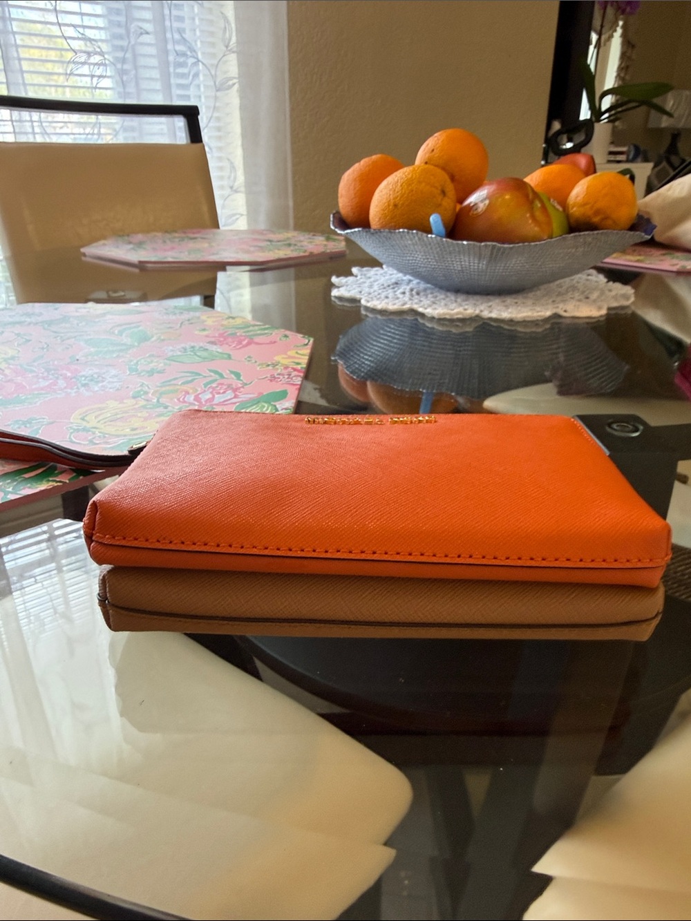 Michael Kors Orange Saffiano Leather Wristlet - Picture 3 of 4